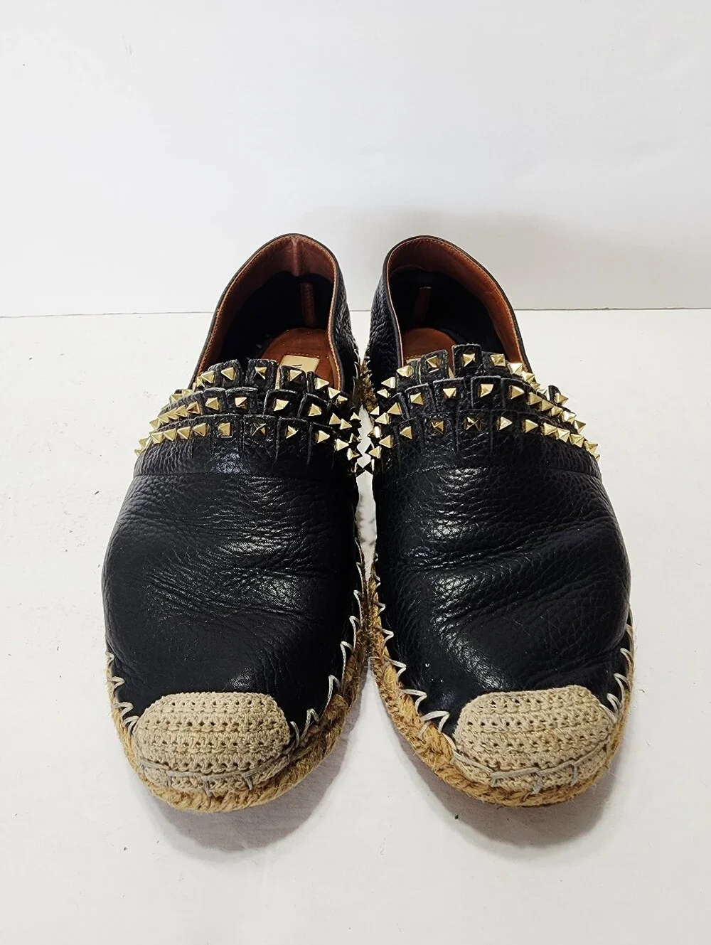 Valentino Garavani Black Rockstud Espadrille Slip-Ons Size 37